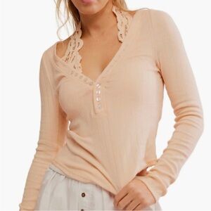 Free People Peach Long Sleeve Top